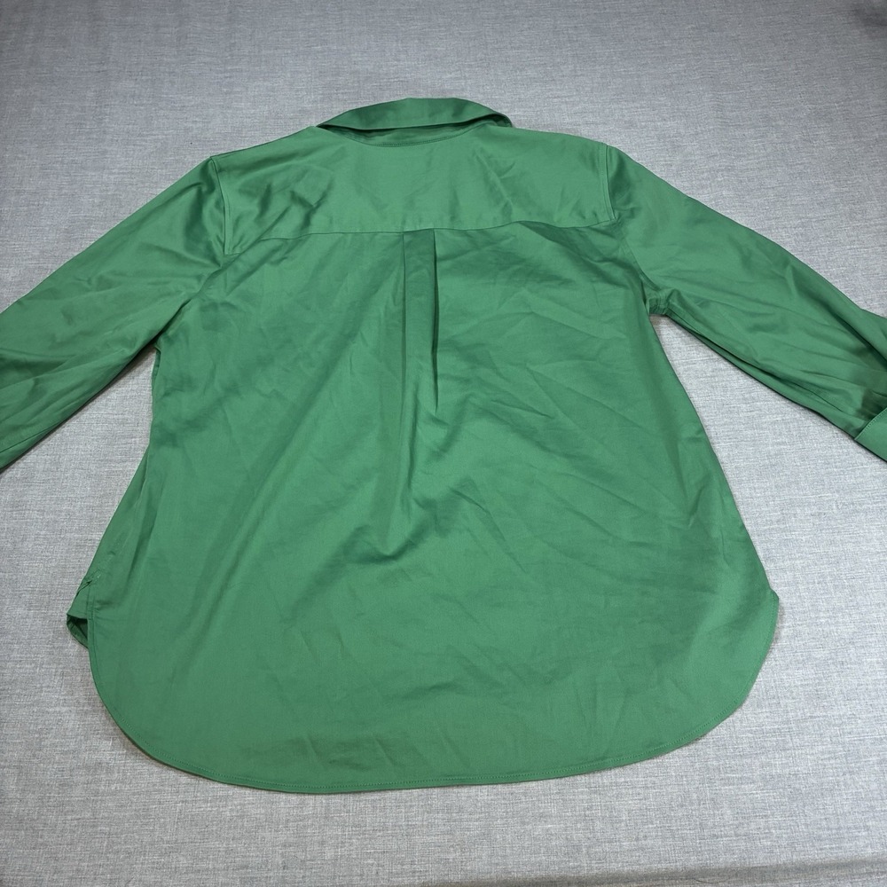 Chico's Women's Green Stretch Button Up Shirt Size 2 Large Long Sleeve Collared - Picture 11 of 11